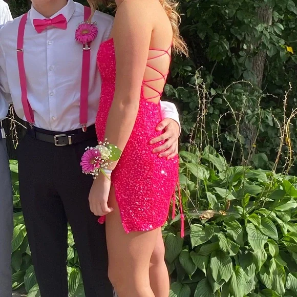 Alyce Paris | Dresses | Alyce 4533 Hot Pink Homecoming Dress | Poshmark